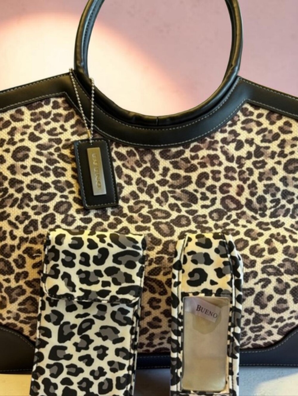 Bueno Leopard Print Tote With Additional Accessories, NWOT, 17x11x5